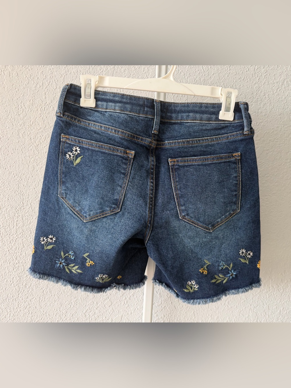 DRIFTWOOD Dark Blue Embroidered Floral Denim Shorts - Picture 5 of 7
